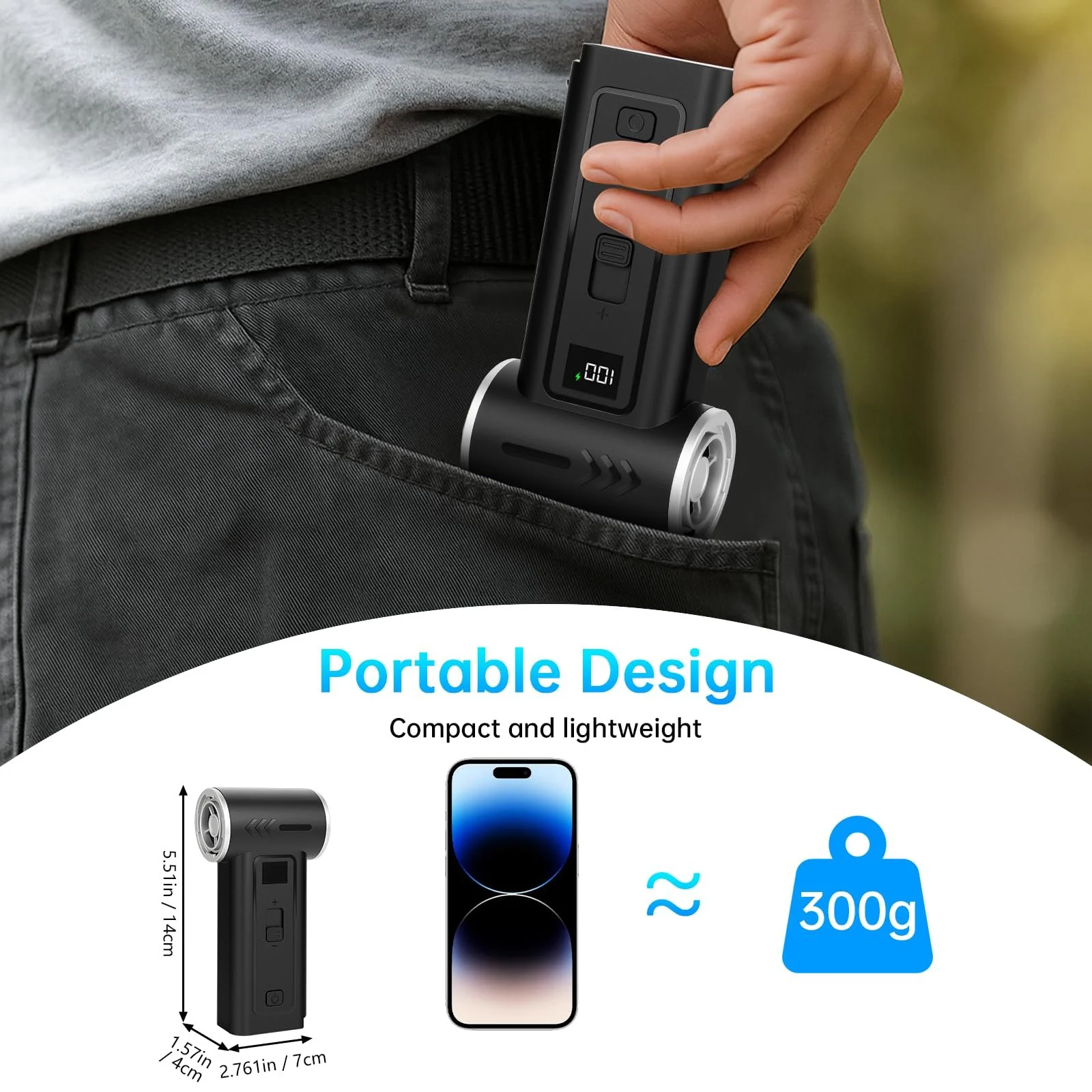 Акумуляторна повітродувка та пилосос 2-в-1 HERBYD 180,000 RPM 8000 mAh з цифровим дисплеєм, фото №7