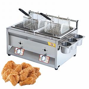 Фритюрница ZYLEDW Professional Gas 10L + 10L Большая Нержавеющая сталь LPG Двойная - Фото 1