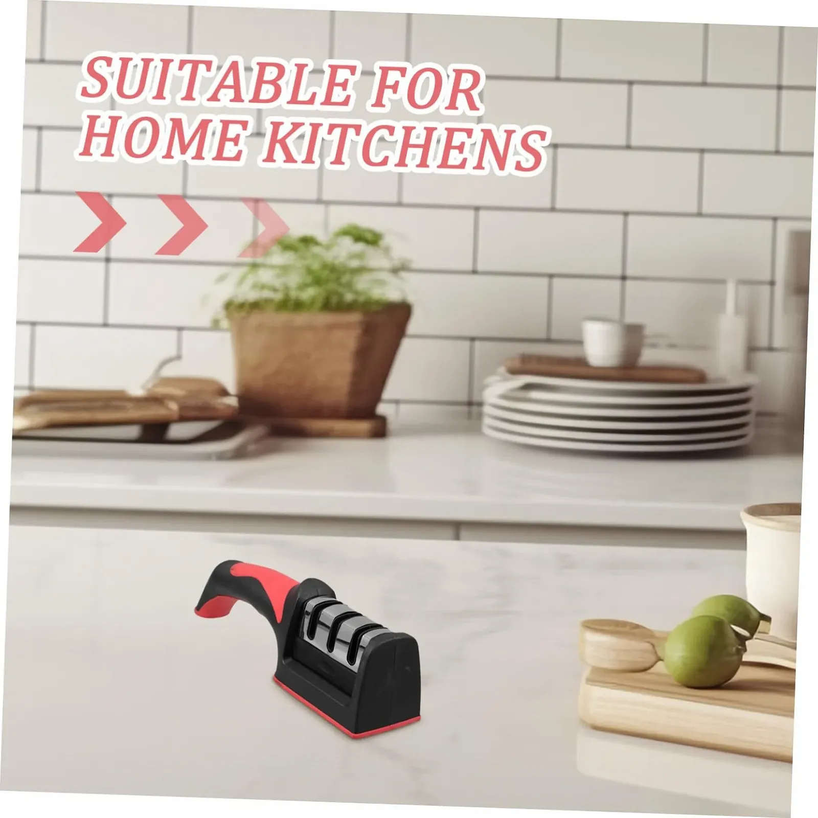 Точилка для ножів TOPBATHY ручна нержавіюча сталь триступенева, фото №3