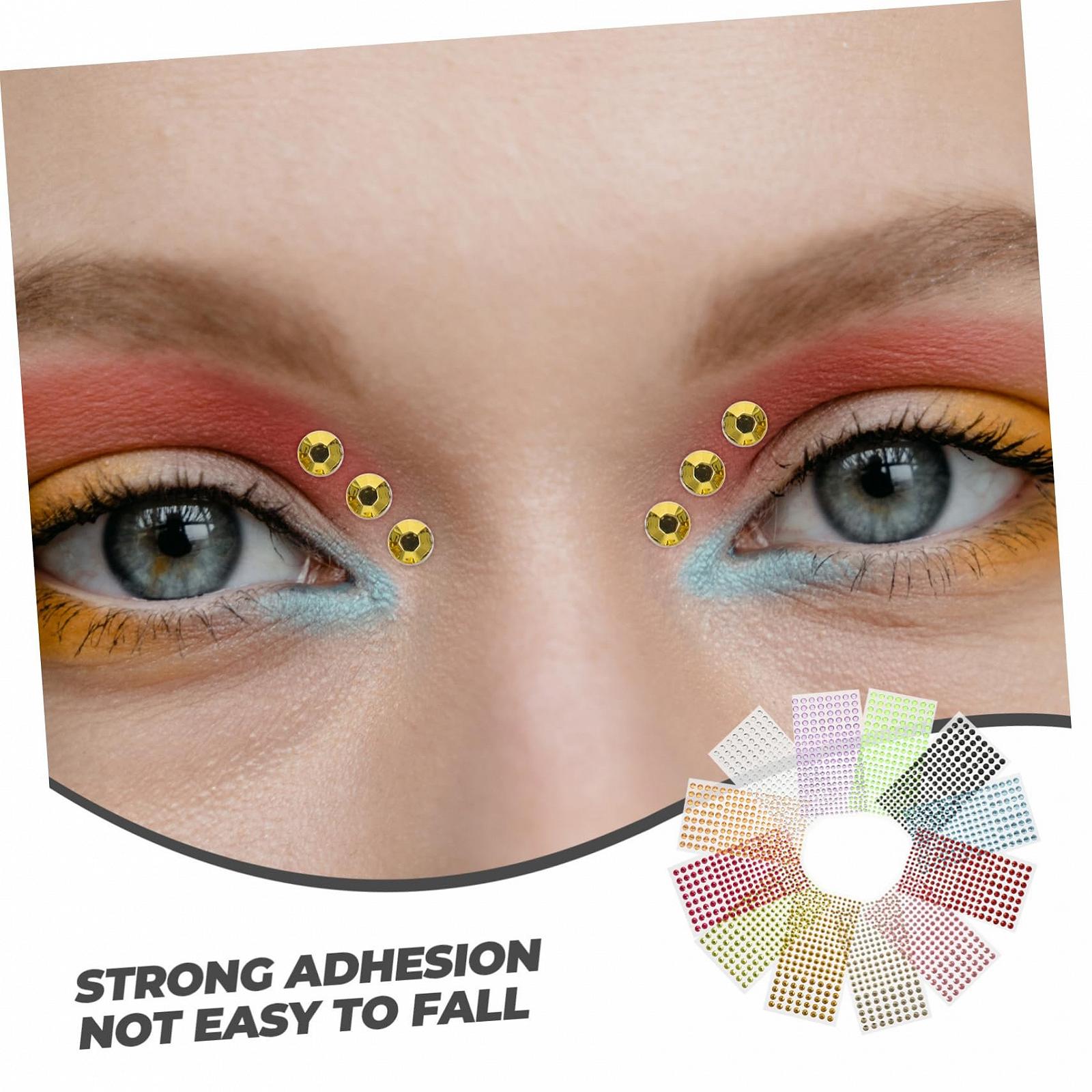 Наклейки со стразами для лица акриловые 3/4/5/6 мм для мальчиков и девочек, наклейки для корейского макияжа для глаз, тела, лица, самоклеящиеся, фото №9