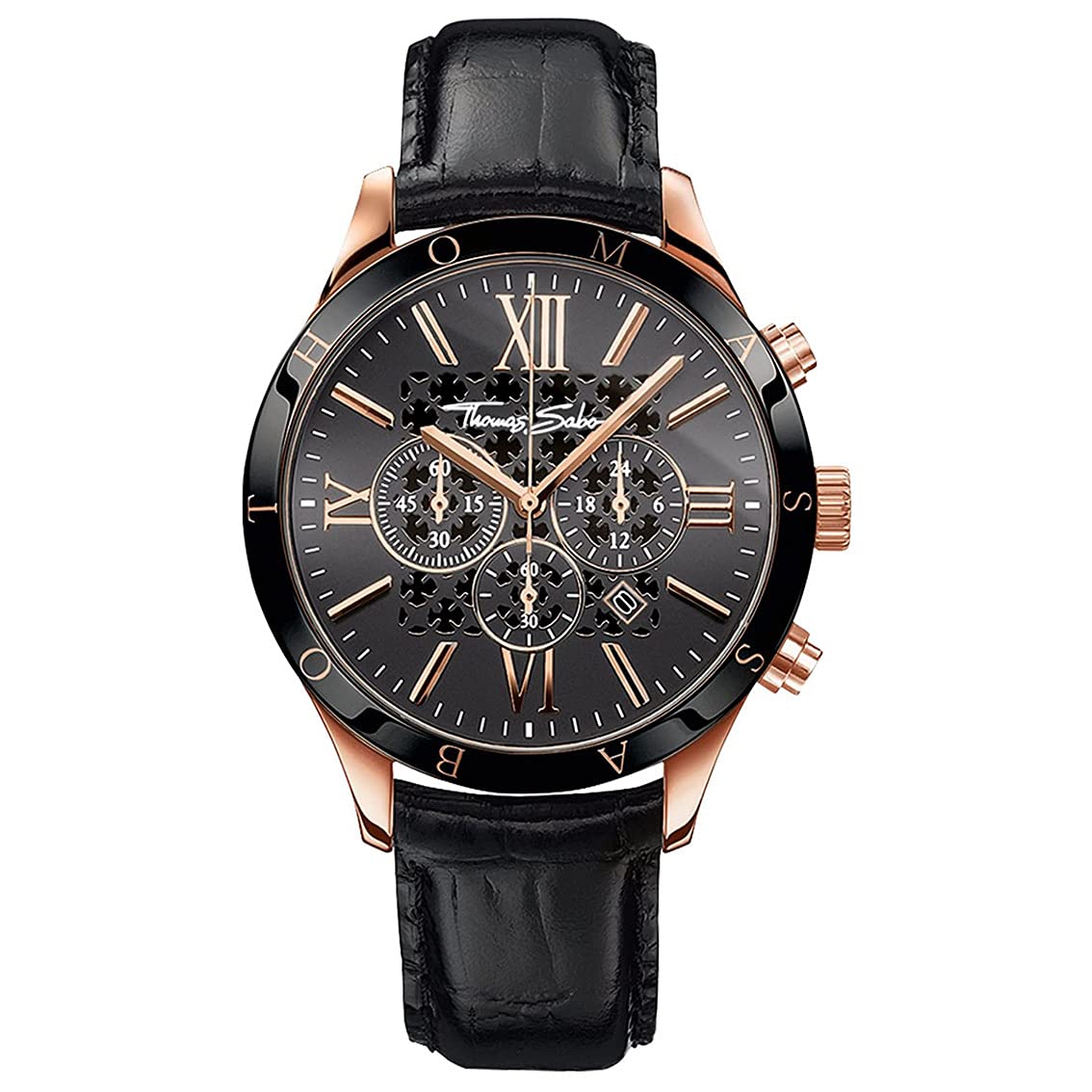 Мужские часы THOMAS SABO Rebel at Heart Хронограф с корпусом из нержавеющей стали с розовым золотом WA0186-213-203-43, фото №1