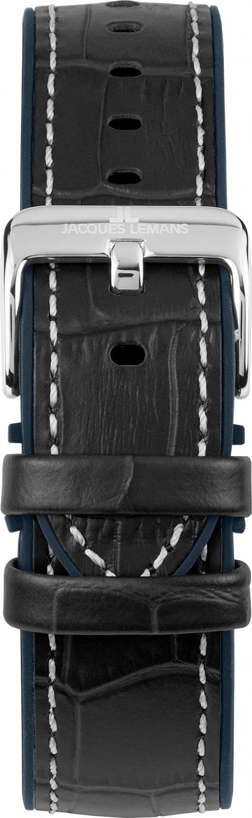 Мужские часы хронограф Jacques Lemans Liverpool 1-2140B черный/синий с ремешком, фото №4