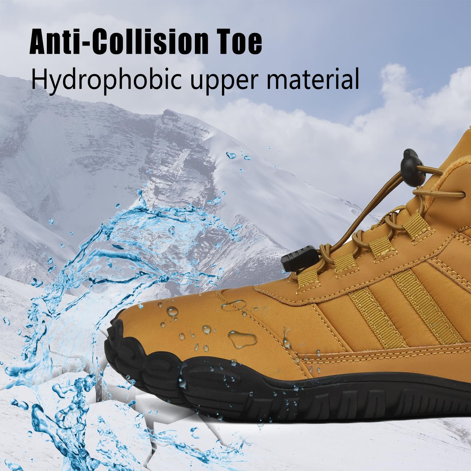 Зимові черевики AONETIGER Barfußschuhe для чоловіків та жінок, утеплені, зимові чоботи, зручні, легкі, водонепроникні, взуття для босих ніг, нековзкі бавовняні чоботи, фото №5