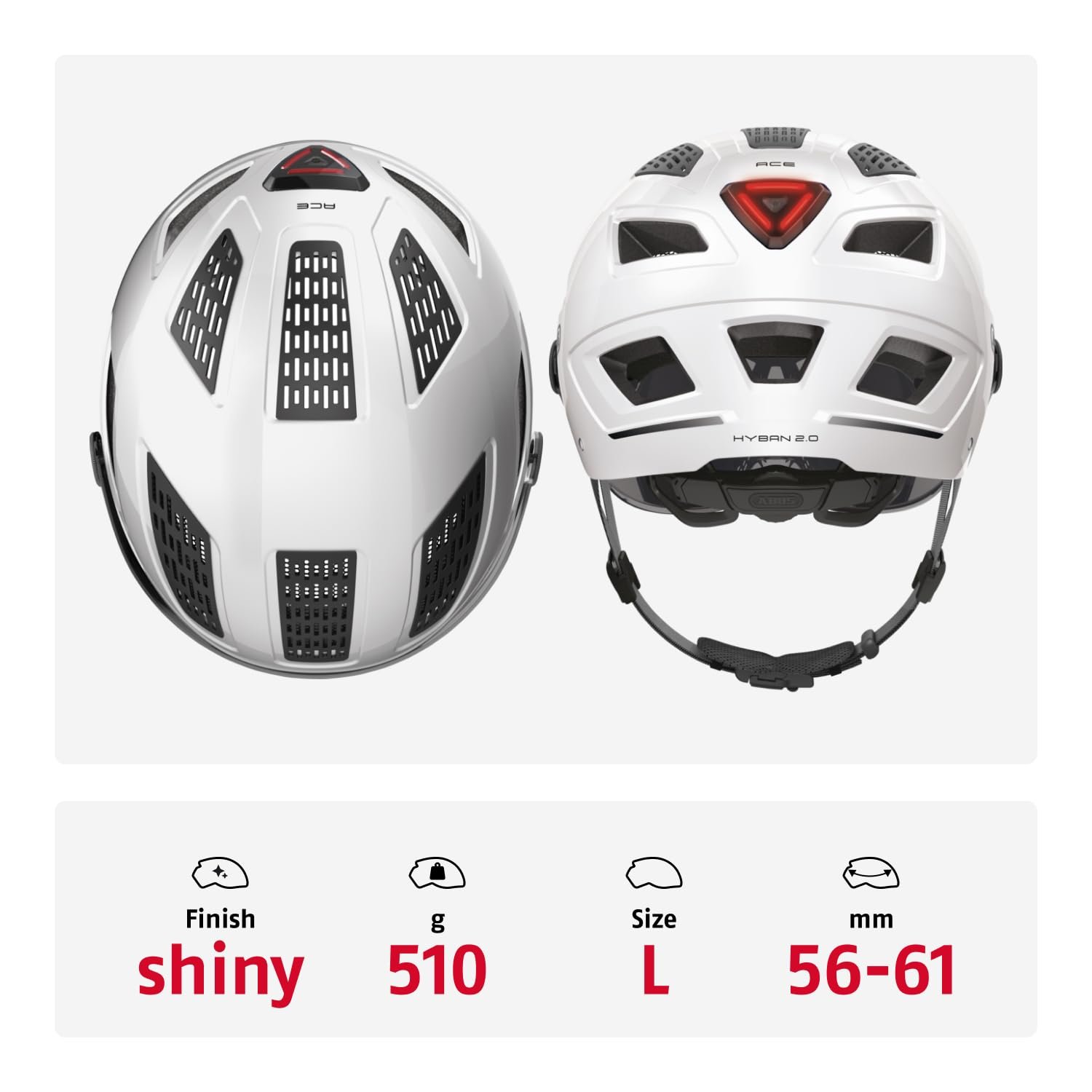 Шлем Abus Hyban 2.0 Ace City с визором и подсветкой, ABS, фото №3