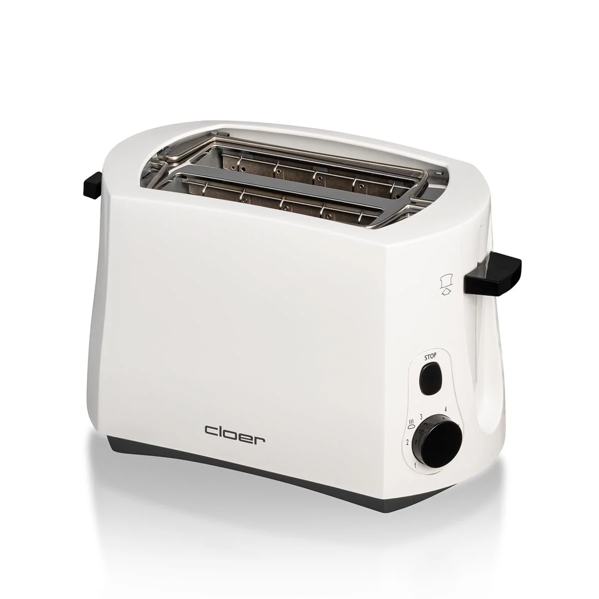 Тостер Cloer Cool Wall 331, 825 Вт, 2 скибочки, інтегрована насадка для булочок, піддон для крихт, ліфтер, білий, фото №2