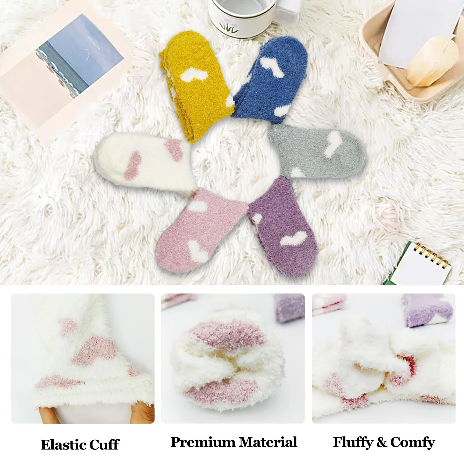 Жіночі шкарпетки з флісу 6 пар, 35-38 розмір, фото №3