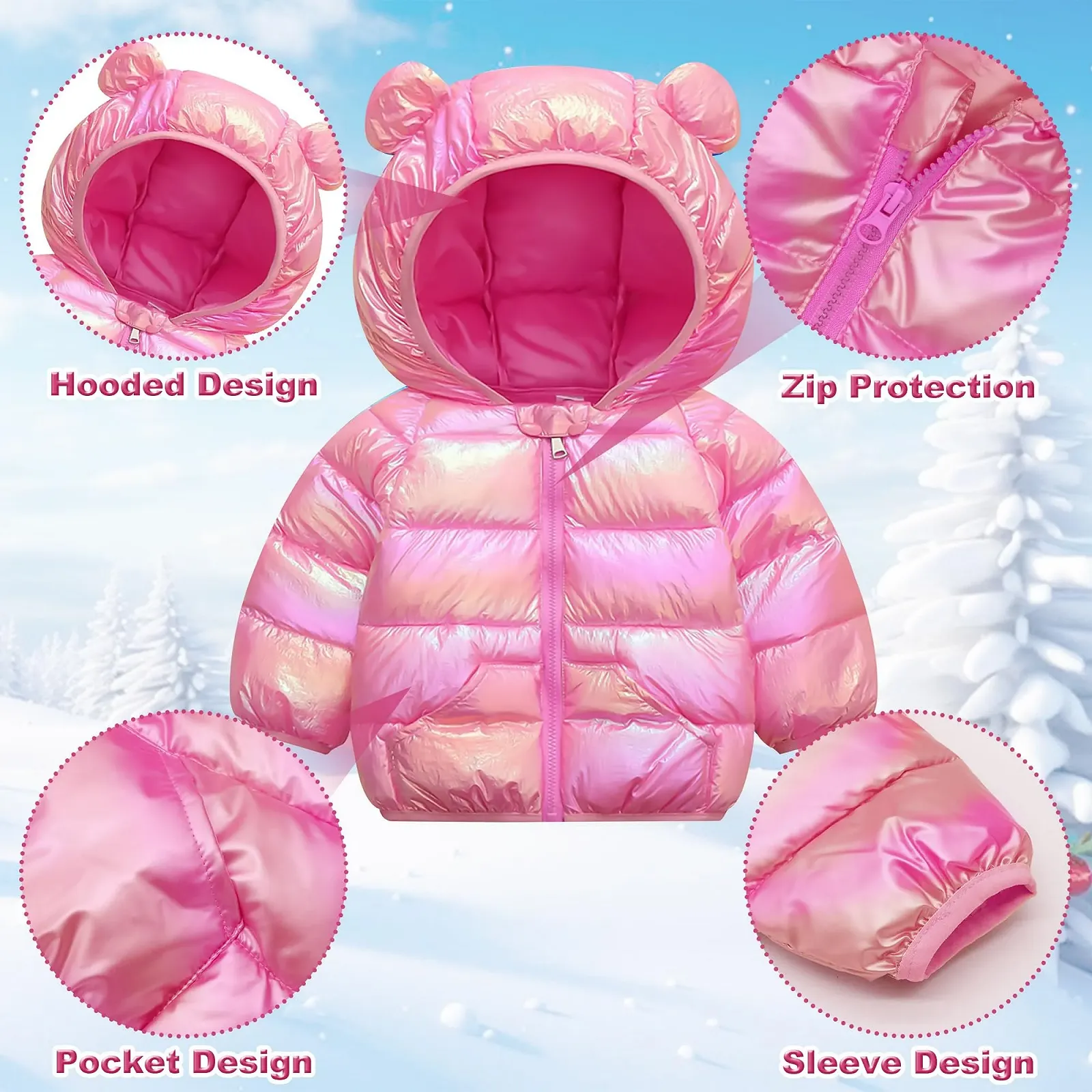 Зимова Куртка JinBei Дитяча Тепла на Підкладці з Капюшоном, фото №5