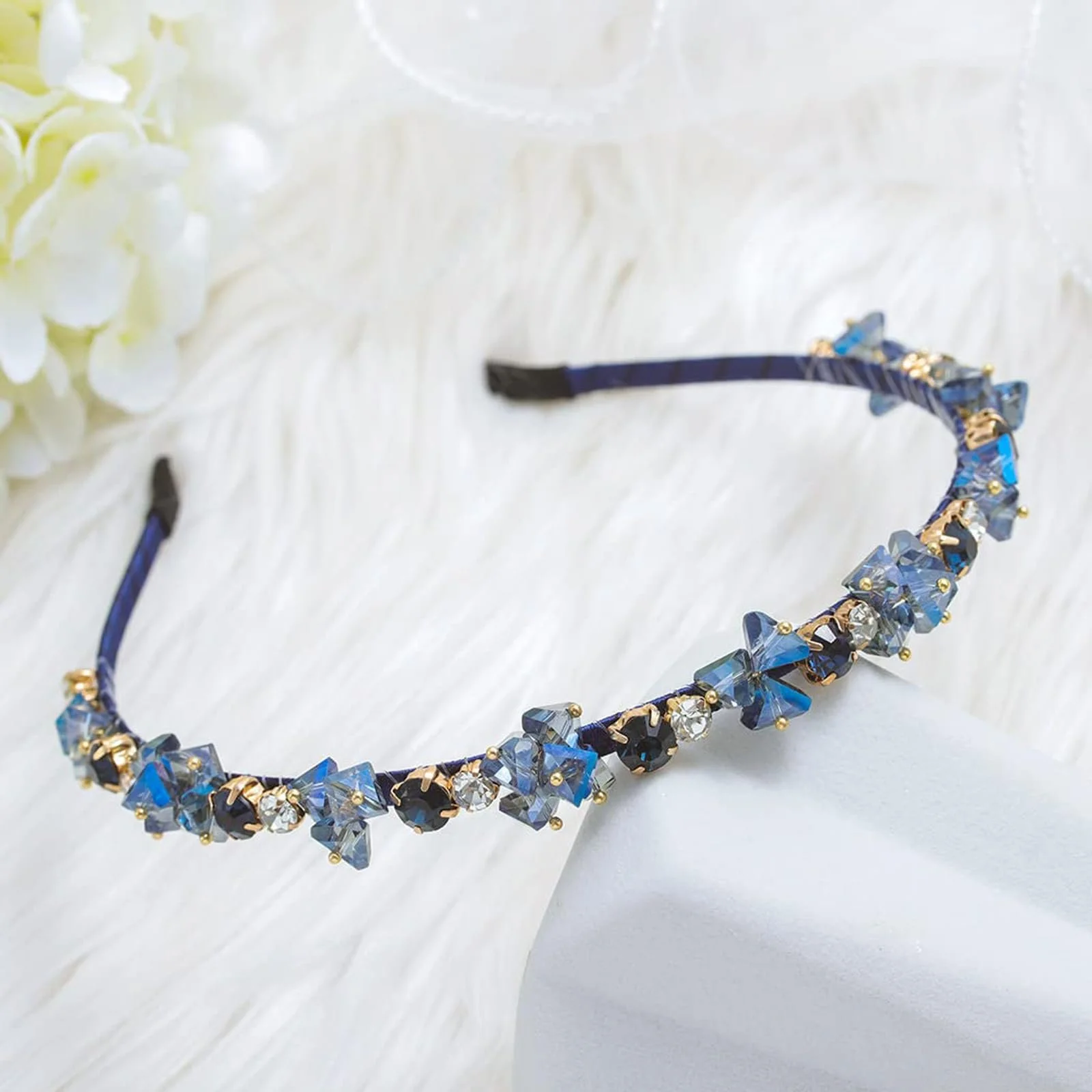 Обруч для волосся з кристалами та стразами, фото №4