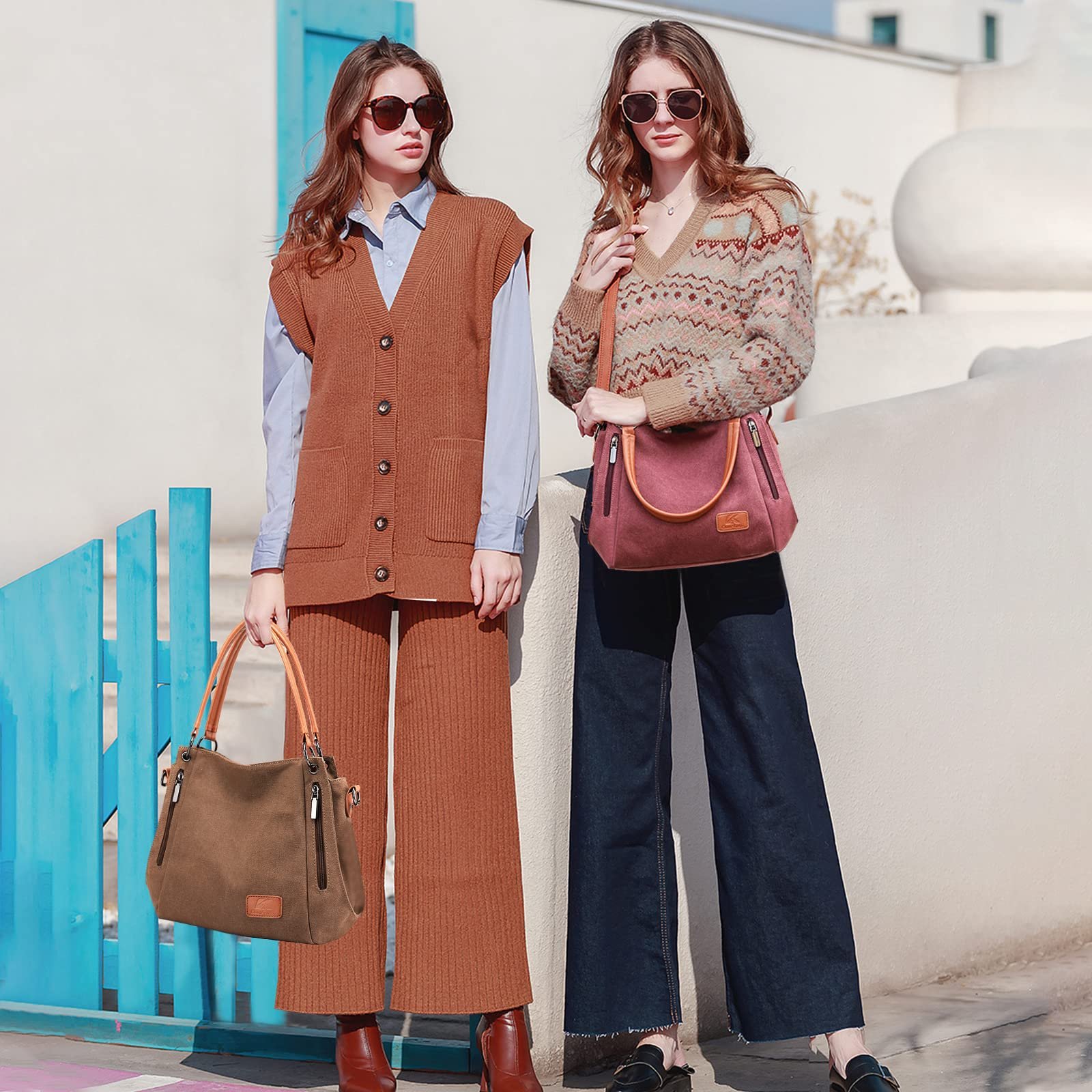 Сумка з ручками NICOLE & DORIS, полотняна, велика, кавово-фіолетова, фото №2 Сумка з ручками NICOLE & DORIS, полотняна, велика, кавово-фіолетова, фото №2