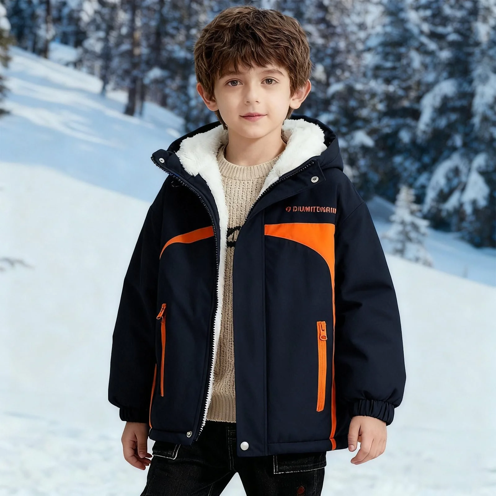 Куртка зимняя для мальчиков Generisch с флисовой подкладкой, ветрозащитная, теплая, фото №2