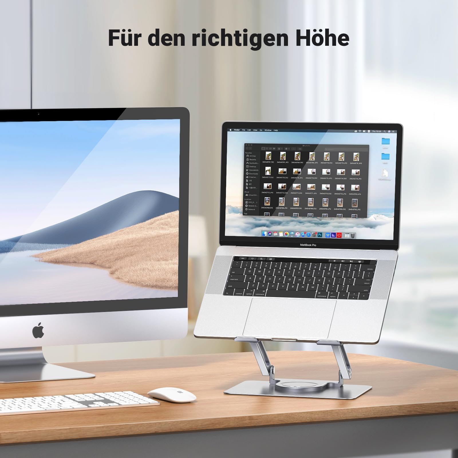 Подставка для ноутбука UGREEN, регулируемая по высоте, вращающаяся подставка для ноутбука, вращающееся основание, совместима со всеми ноутбуками 10-17,3 дюймов, MacBook, Dell, Lenovo (серебристая), фото №4 Подставка для ноутбука UGREEN, регулируемая по высоте, вращающаяся подставка для ноутбука, вращающееся основание, совместима со всеми ноутбуками 10-17,3 дюймов, MacBook, Dell, Lenovo (серебристая), фото №4