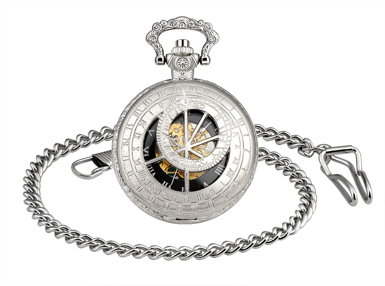 Годинник Unendlich U 12 Constellations Zodiac Sign Чоловічий Унісекс Аналоговий Класичний Кишеньковий Годинник з Ланцюжком для Намиста Ретро Римські Цифри Механічний Годинник з Ручним Заводом, фото №1