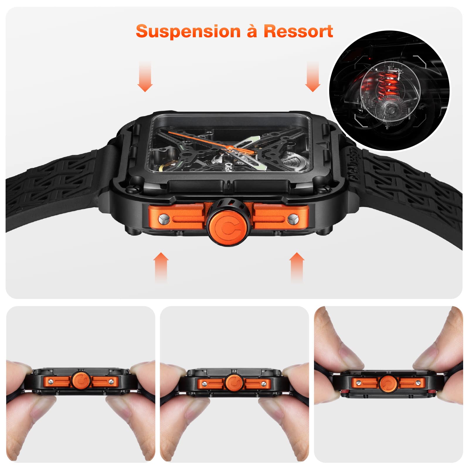 Часы CIGA Design X Series Автоматические Нержавеющая сталь Механические Скелетон с сапфировым стеклом с нейлоновым и силиконовым ремешком, фото №3 Часы CIGA Design X Series Автоматические Нержавеющая сталь Механические Скелетон с сапфировым стеклом с нейлоновым и силиконовым ремешком, фото №3