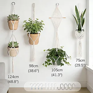 Підвісні кашпо макраме HUKUMA Набір 4 шт. бавовна з гачками та китицями synthetic.ua - Фото 1