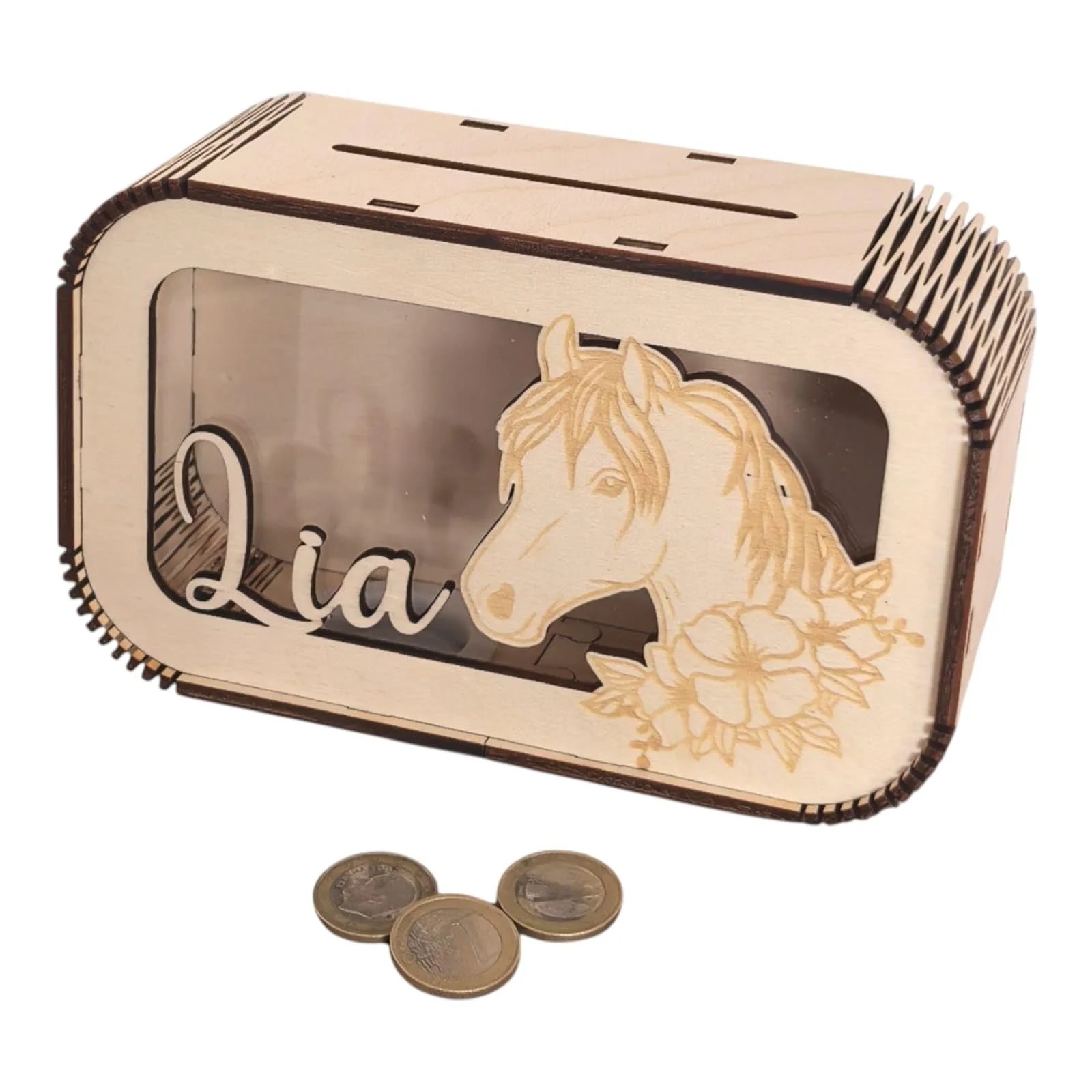 Скарбничка Lilubi Кінь Персоналізована Дерев'яна, фото №1
