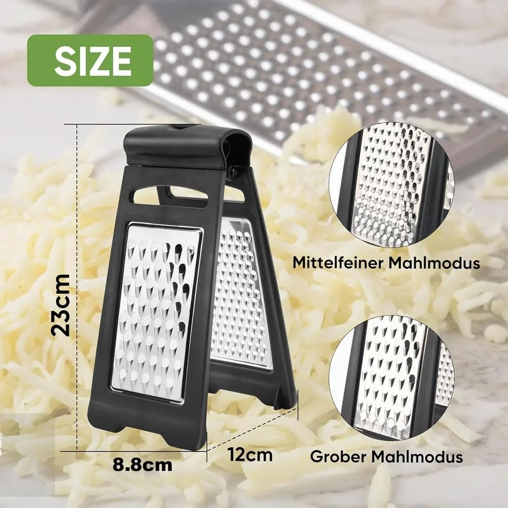 Терка для овочів з нержавіючої сталі Складнаіжучими поверхнями Підходить для картоплі Сиру Фруктів, фото №4