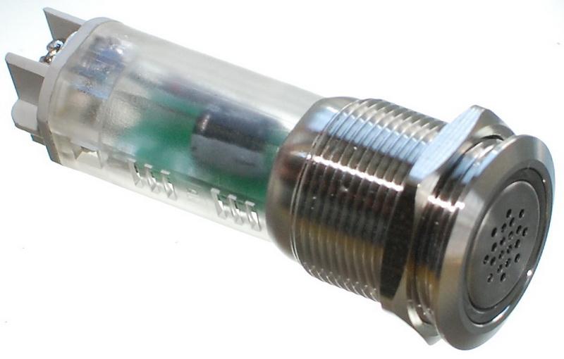 Зуммер антивандальний VJ Parts d22mm стрижка 19mm h56mm 2 контакту під вінт індикація, фото №1