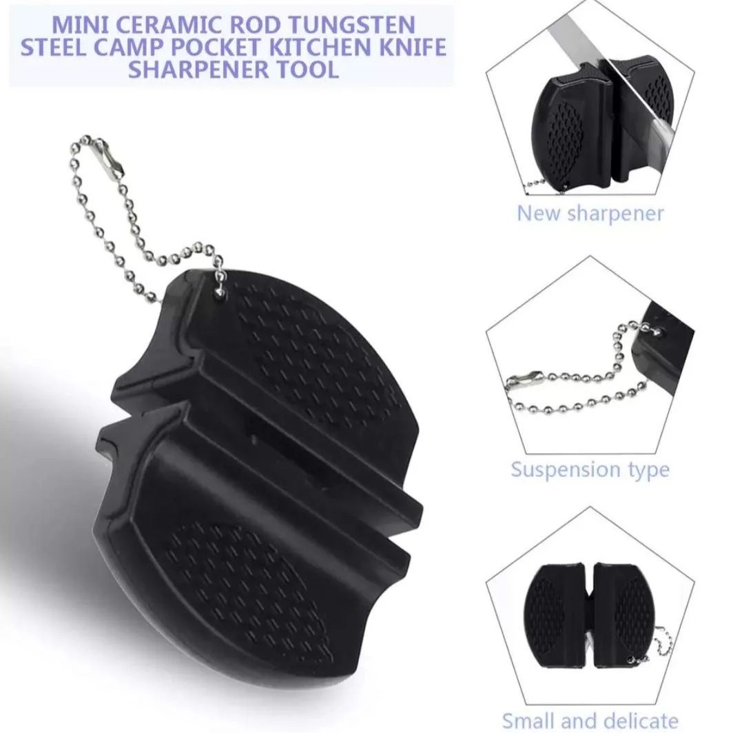 Точилка для ножей карманная керамическая двухступенчатая 7.5 x 5.8 x 2.5 см Black, фото №4