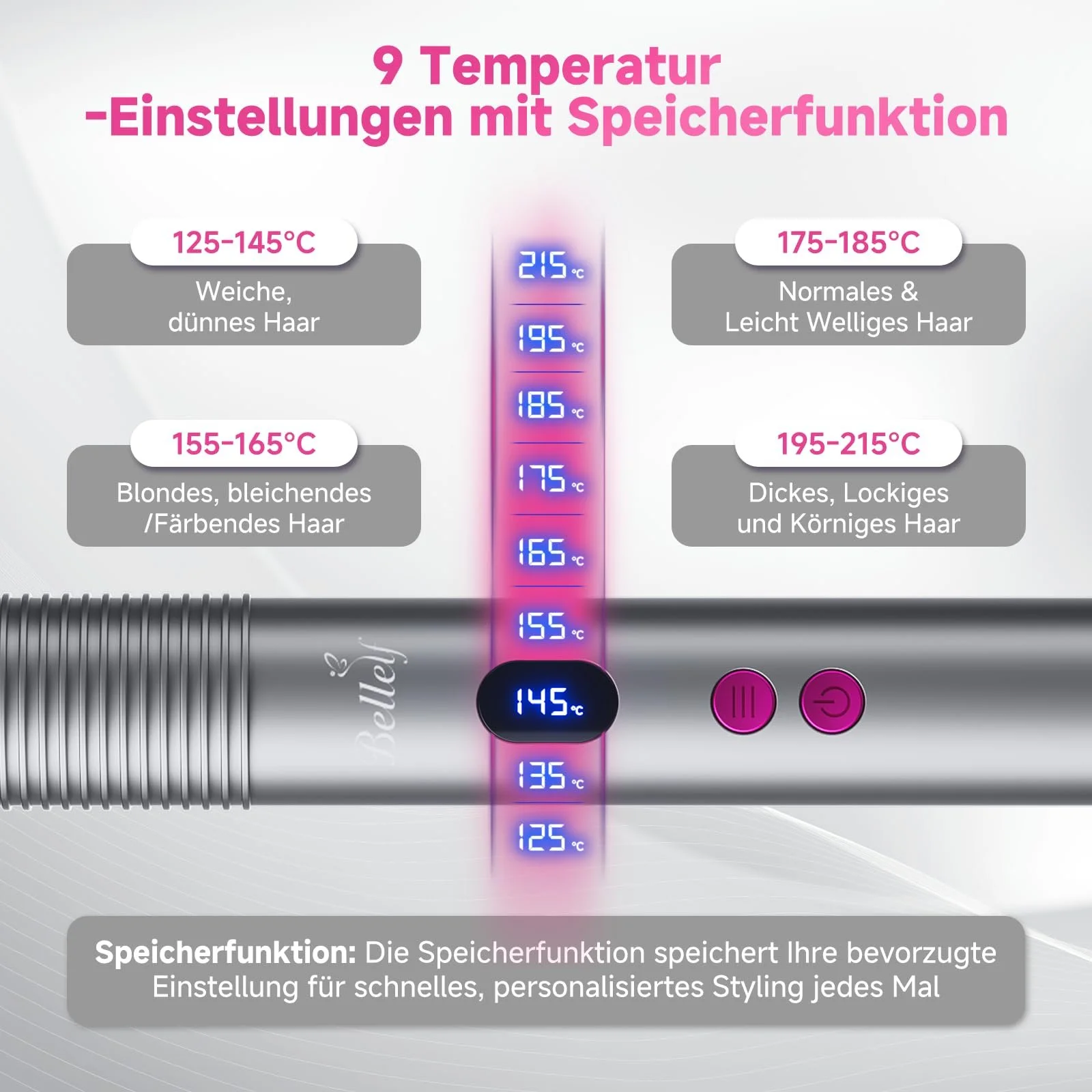 Щітка-випрямляч професійна з LED-дисплеєм 9 режимів нагріву 125°C PTC технологія, фото №3 Щітка-випрямляч професійна з LED-дисплеєм 9 режимів нагріву 125°C PTC технологія, фото №3