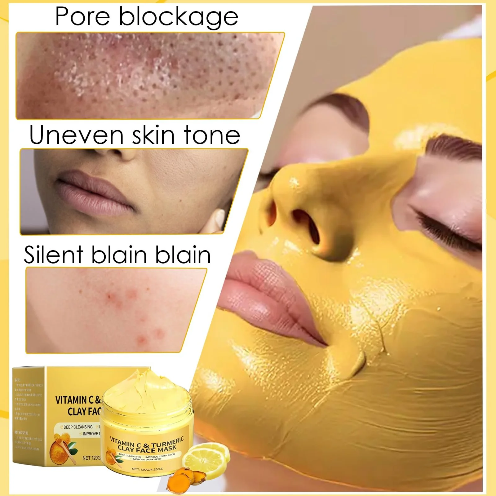 Маска для обличчя з глиною, вітаміном C і куркумою для глибокого очищення, фото №4