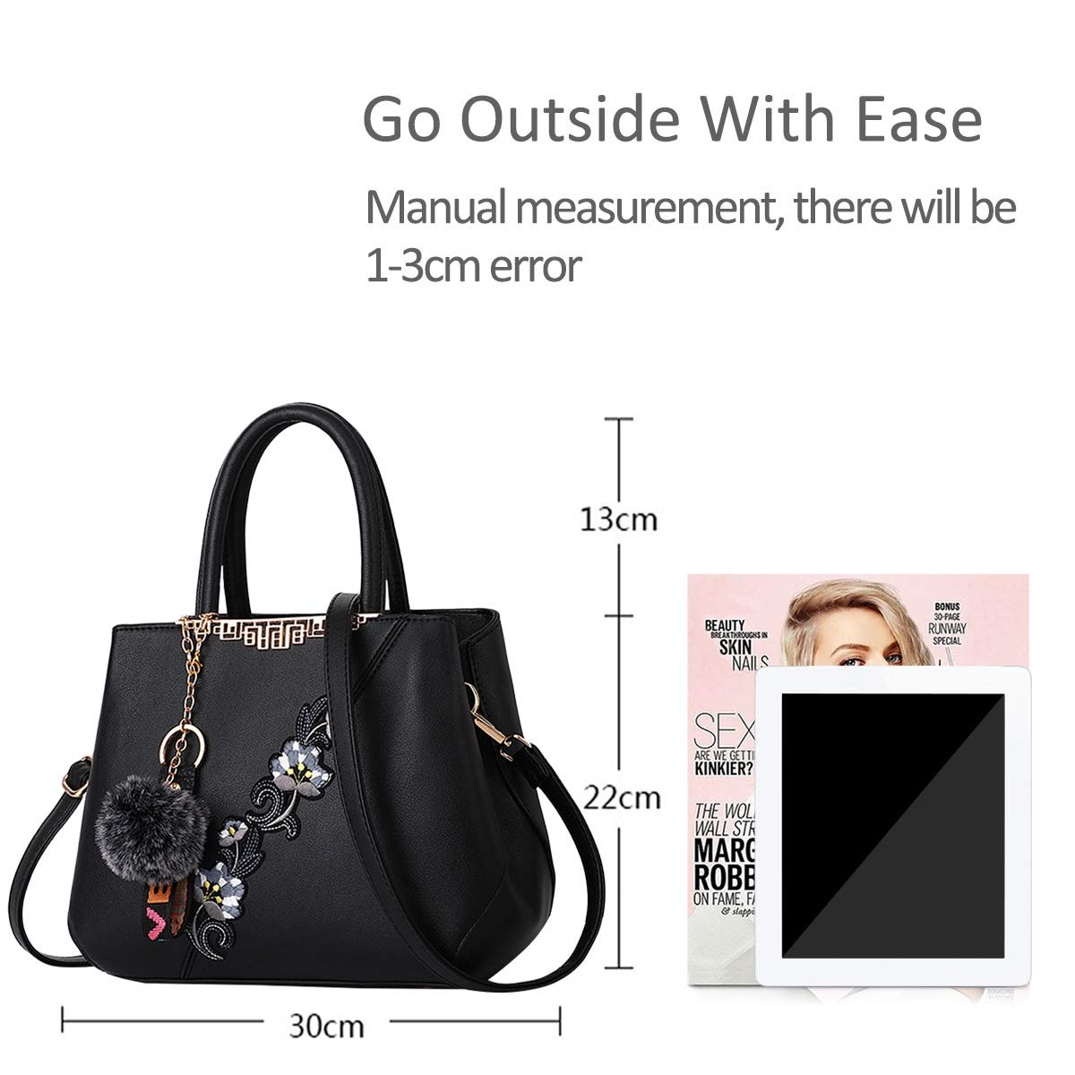 Сумка Nicole & Doris, женская, тоут, на плечо, черная (black C), размер: l, фото №5