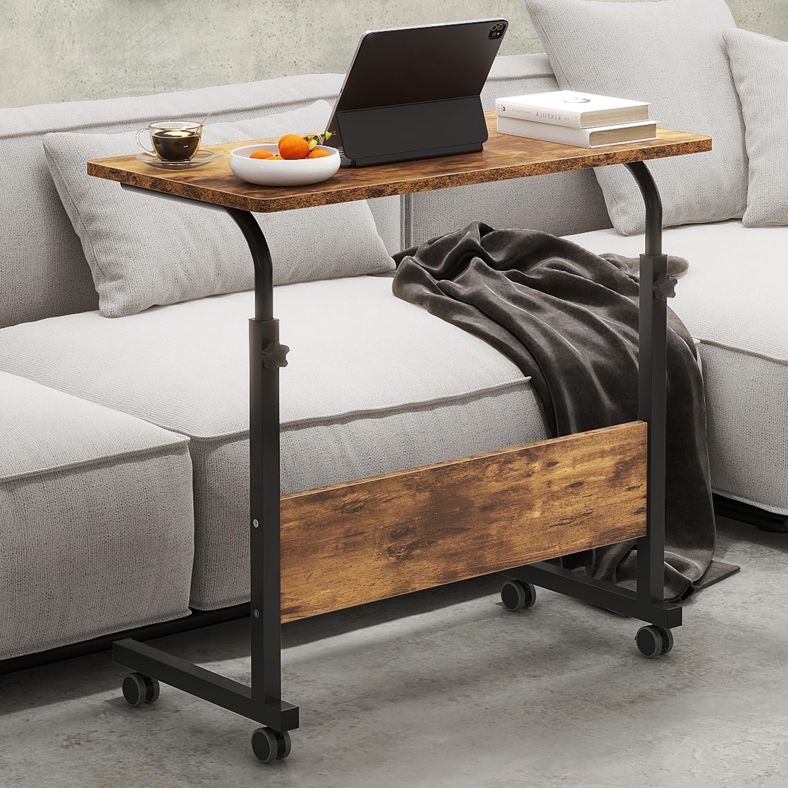 Столик для ноутбука SogesHome с регулировкой высоты, на колесиках, для кровати, дивана, больницы, ухода, чтения, для еды, фото №4