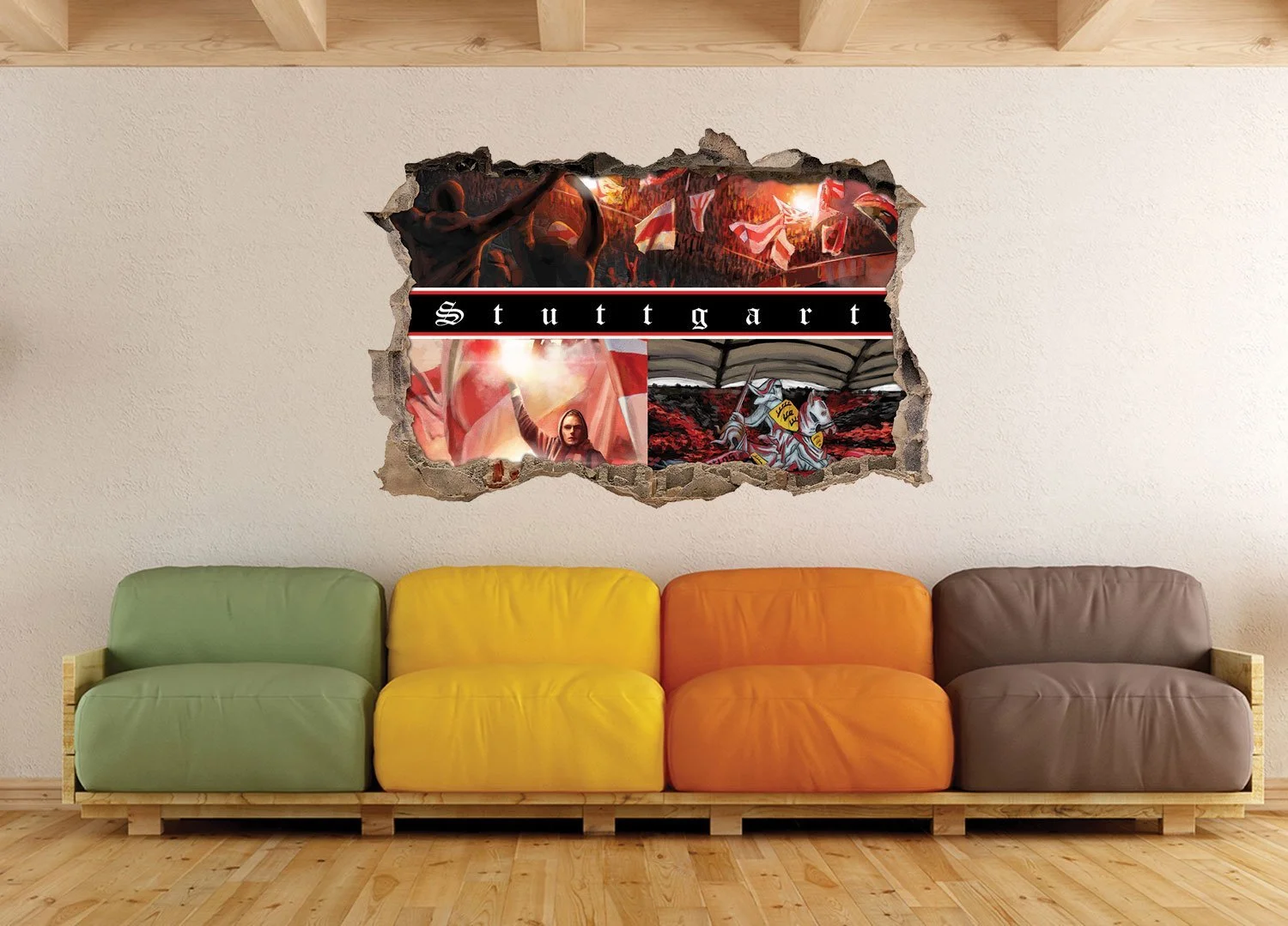 Наклейка на стену Ultras Stuttgart Collage 3D 92 x 62 см, фото №3 Наклейка на стену Ultras Stuttgart Collage 3D 92 x 62 см, фото №3