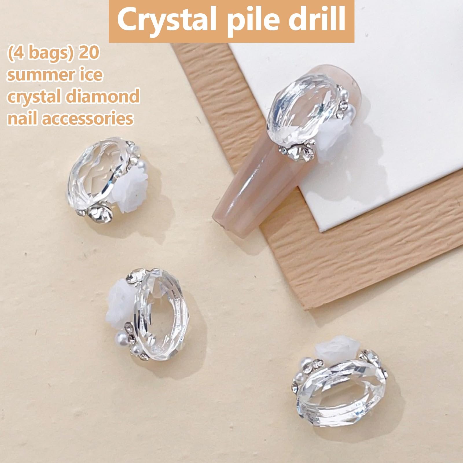 Стразы для ногтей Цветочные Прозрачные Разнообразной формы Хрустальные Камни для свадебного маникюра, фото №8