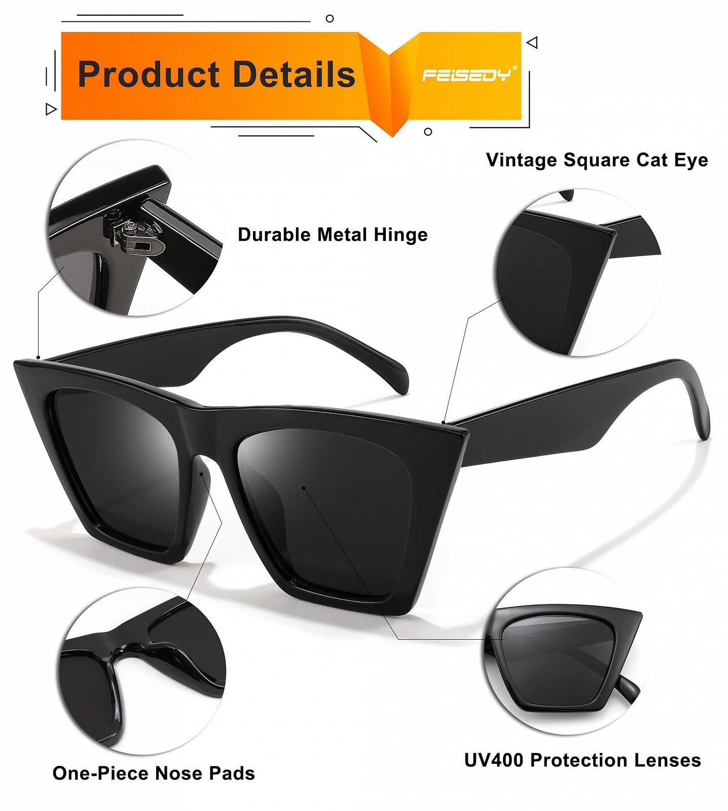 Сонцезахисні окуляри Котяче око FEISEDY Квадратні Маленькі B2473, фото №5