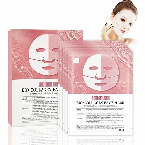 Маска для лица коллагеновая, ночная, органическая, глубокого увлажнения, антивозрастная, лифтинг, в наборе 5 штук - Фото 1