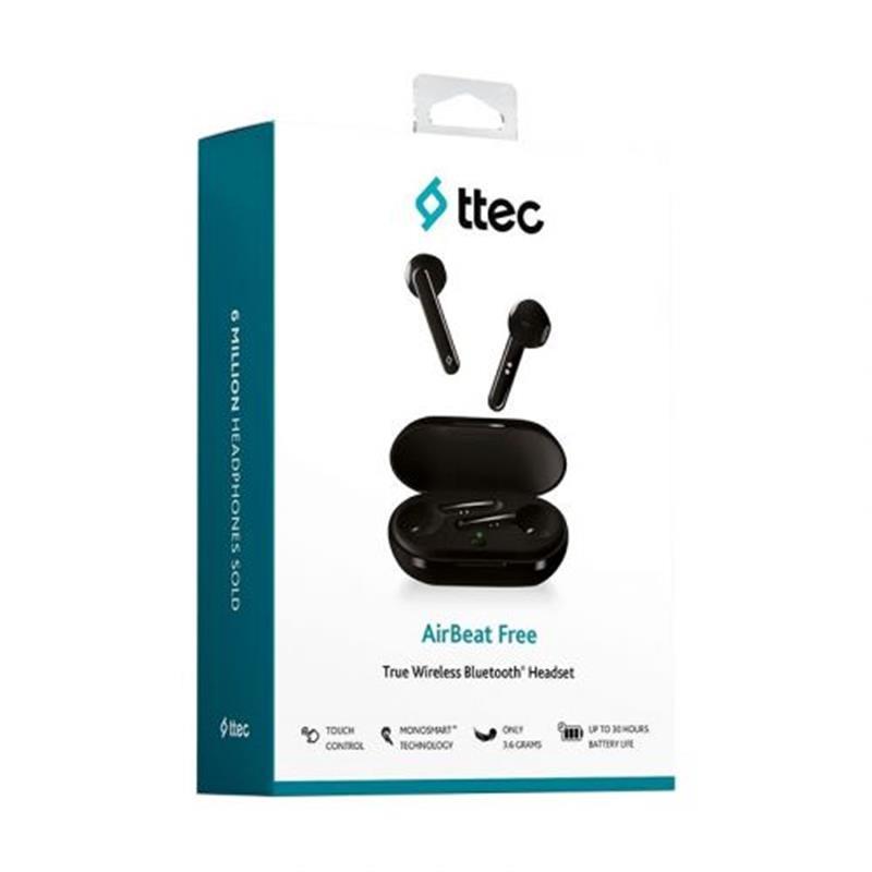 Bluetooth-гарнитура Ttec AirBeat Free True Wireless Headsets Black 2KM133S, фото №5