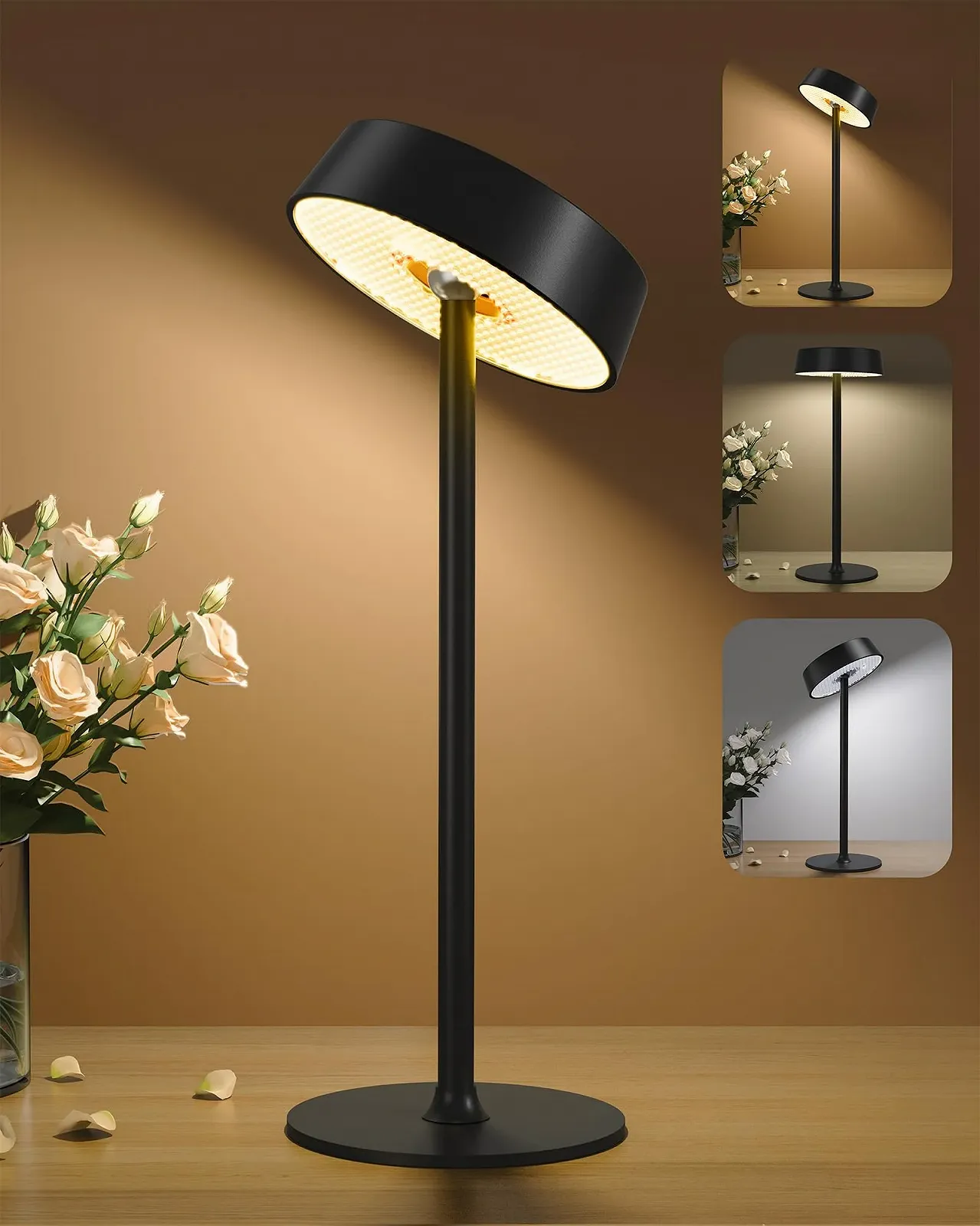 Настільна лампа EZVALO LED Wireless Touch Dimmable IP44 3600 mAh Rechargeable Bedside Lamp, фото №1