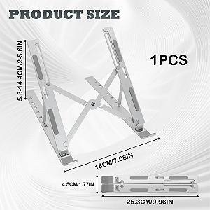 Подставка для ноутбука алюминиевая складная с нескользящими накладками, регулируемая по высоте, с вентиляцией и треугольной структурой synthetic.ua - Фото 1