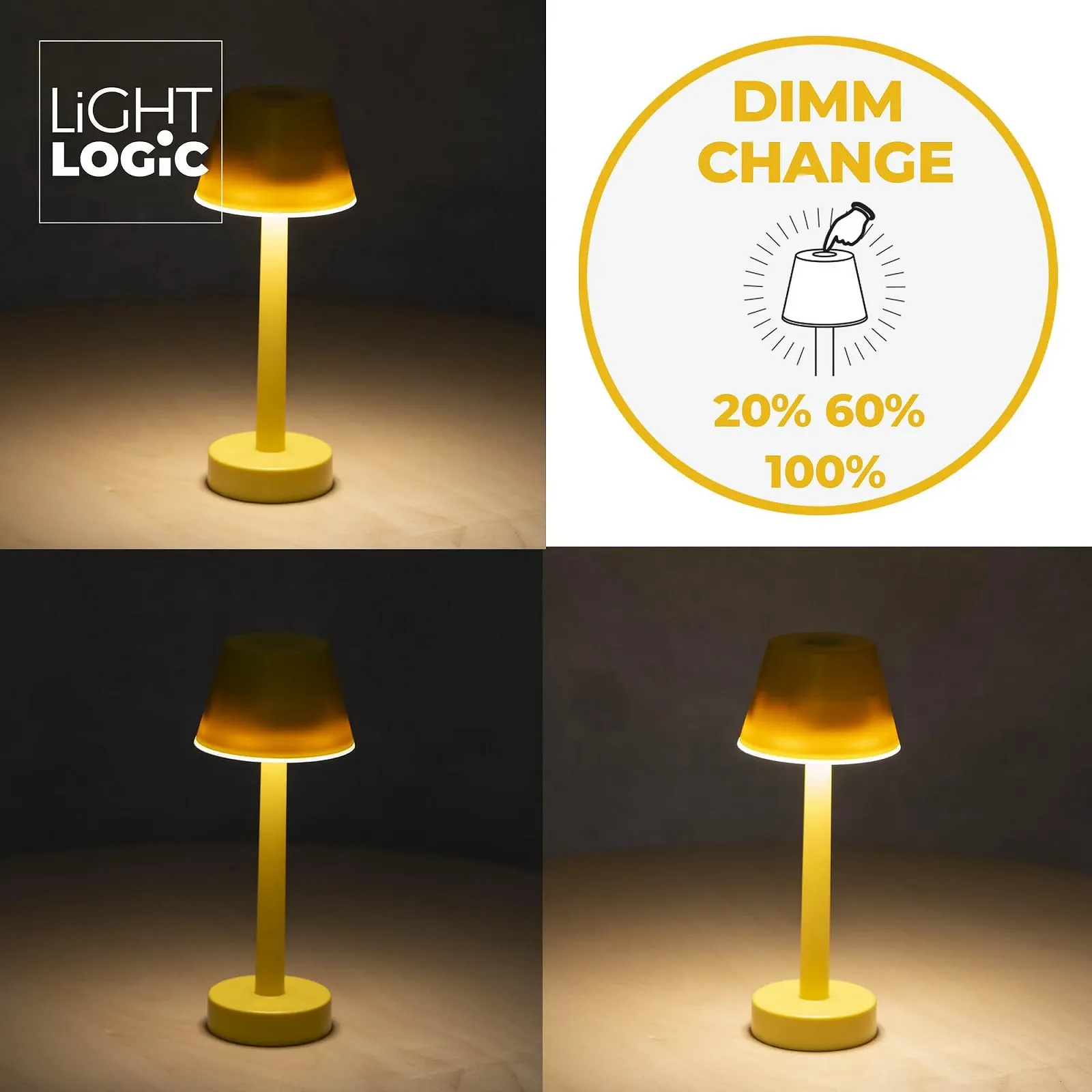 Настільна лампа LightLogic LL JERE DIM RGB YL 66321 акумуляторна LED USB IP44 жовта, фото №12