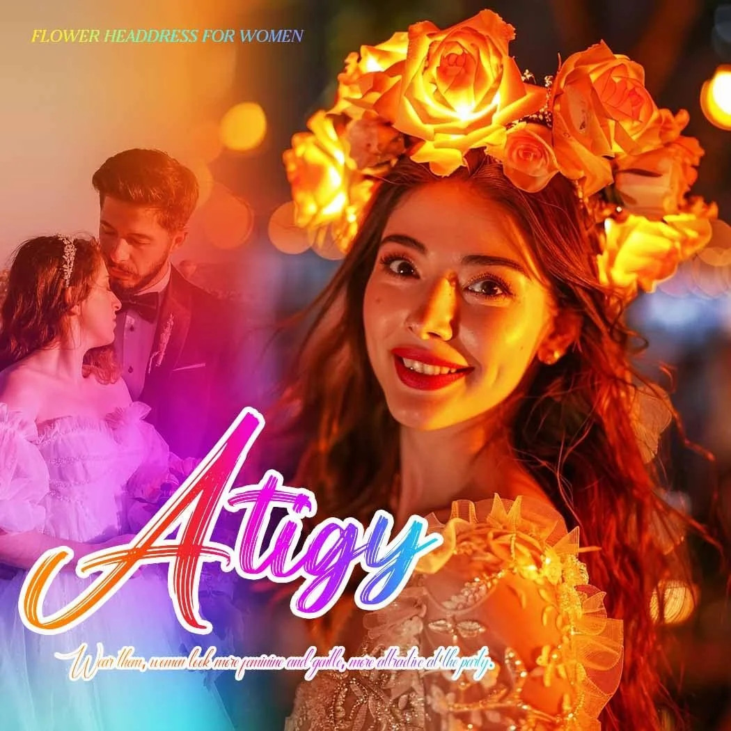 Вінок для волосся зі світними квітами LED, фото №3