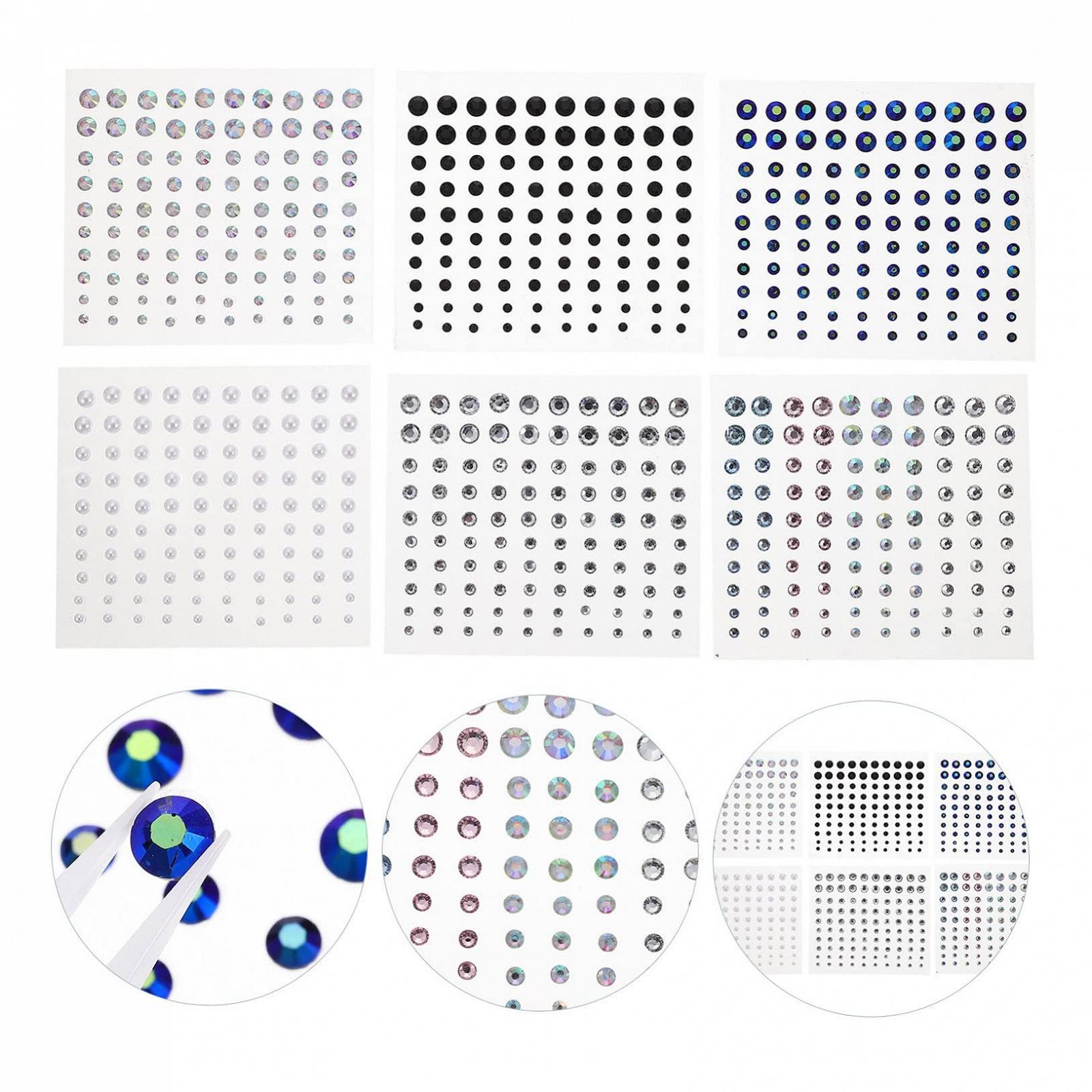 Стразы Наклейки для ногтей Healeved 6 листов для лица и тела, самоклеящиеся, для макияжа, DIY украшения без клея для ногтей, рамок, телефонов и подарков, фото №5