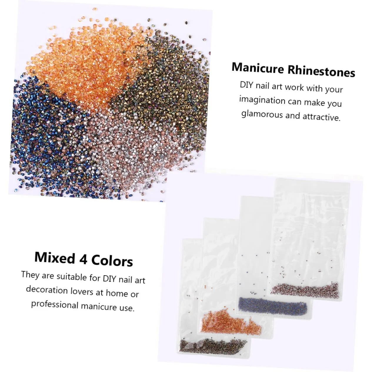 Стрази Housoutil 12 упаковок 5760 шт. Крихітні скляні кришталеві намистини для кришталевий пісок з загостреною основою, фото №2