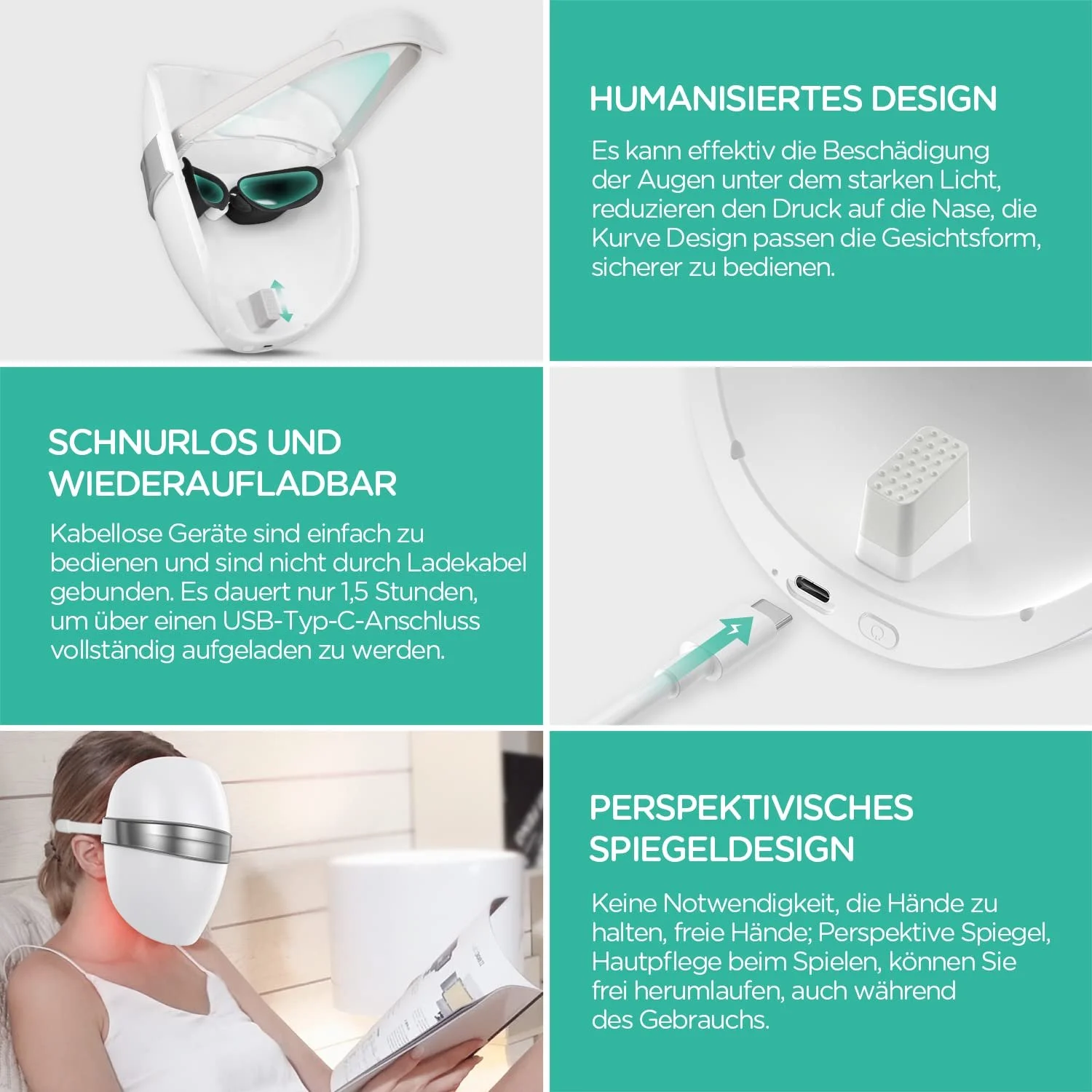 LED Маска VOYOR BM100 Фототерапія Червоний/Синій/Фіолетовий, фото №5