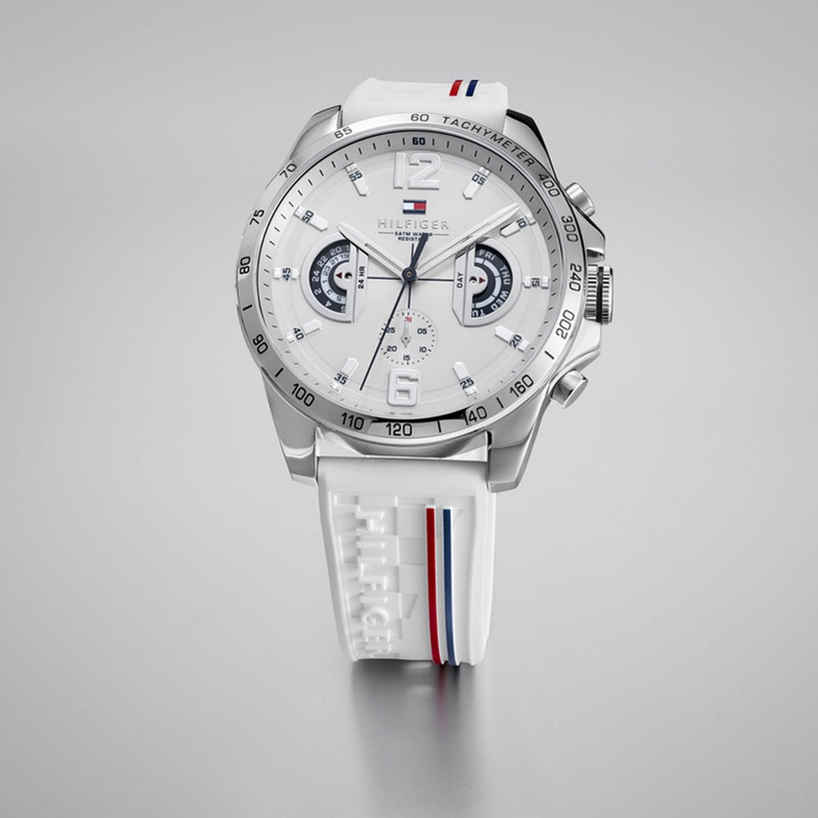 Мужские аналоговые многофункциональные кварцевые часы Tommy Hilfiger с силиконовым, нержавеющим стальным или кожаным ремешком, дополнительные циферблаты для дня и даты, водонепроницаемость до 5 атм., фото №5