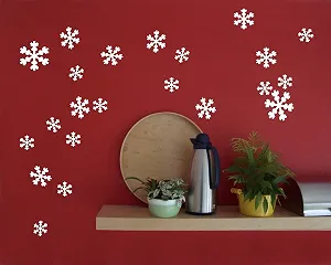 Набір наклейок на стіну Snow Flakes Ice Crystals White synthetic.ua - Фото 1