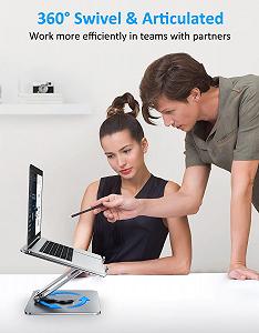 Подставка для ноутбука Gladgogo, регулируемая эргономичная подставка для ноутбука, вентилируемая алюминиевая подставка для ноутбука для стола, совместимая со всеми ноутбуками 10-17 дюймов, серебристая synthetic.ua - Фото 1