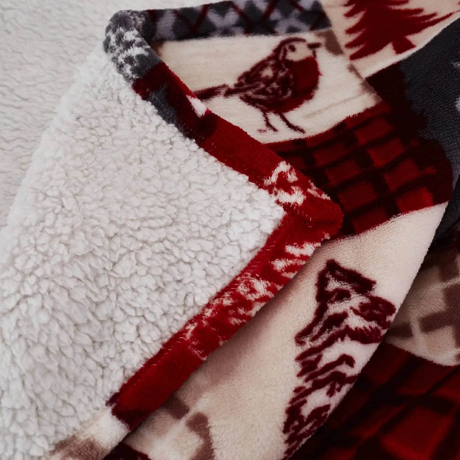 Покрывало на кровать Sherpa Fleece Happy Linen Company Рождественский лоскутный дизайн XXL, фото №5