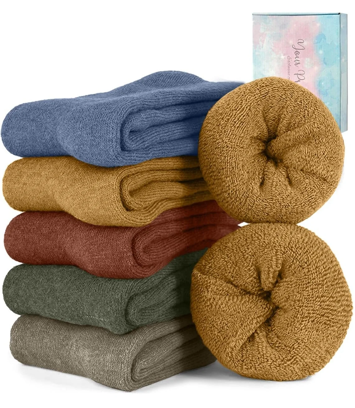 Теплые термоноски для женщин, набор 5 пар, фото №1