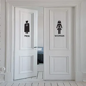 Наклейка на туалет Супергерои Бэтмен и Чудо-женщина Черный synthetic.ua - Фото 1