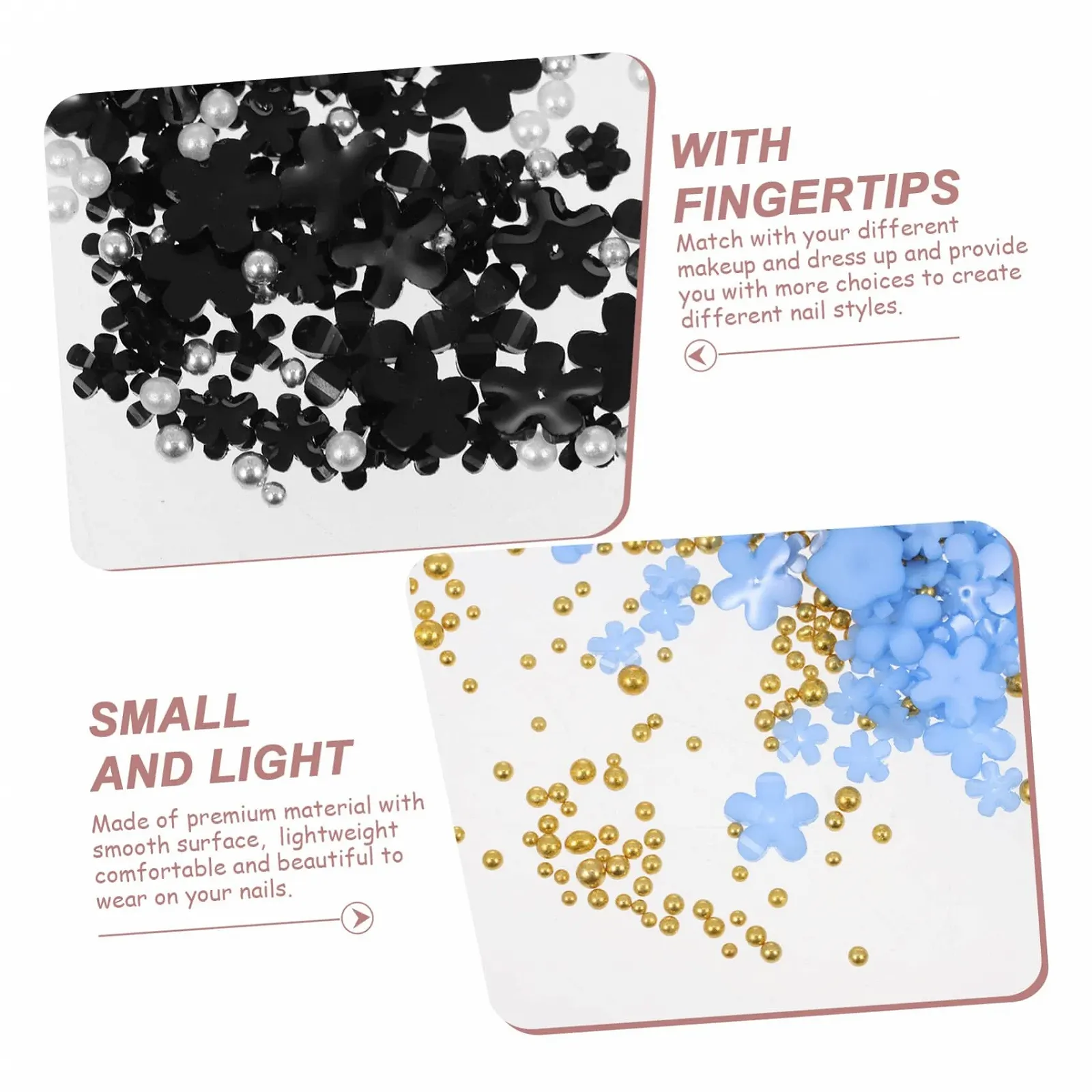 Украшение для ногтей FRCOLOR 3 шт., 2 шт. для ногтей с пятью лепестками, розовый декор, стразы, 3D цветы для ногтей, акриловые украшения для ногтей, акриловые цветы из смолы, фото №7