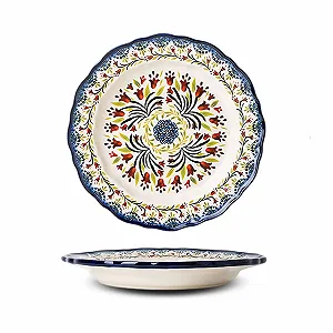 Форма для запекания керамическая круглая винтажная 20.9 x 20.9 x 3.2 см - Фото 1