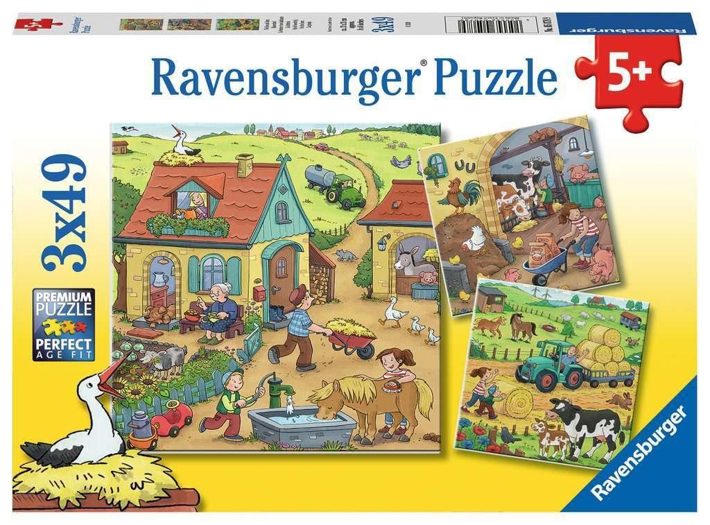 Детский пазл Ravensburger 05078 Viel los auf dem Bauernhof 3 x 49 элементов от 5 лет, фото №1