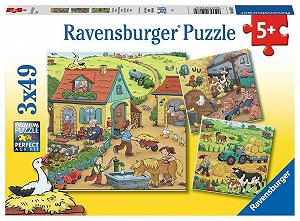 Детский пазл Ravensburger 05078 Viel los auf dem Bauernhof 3 x 49 элементов от 5 лет - Фото 1
