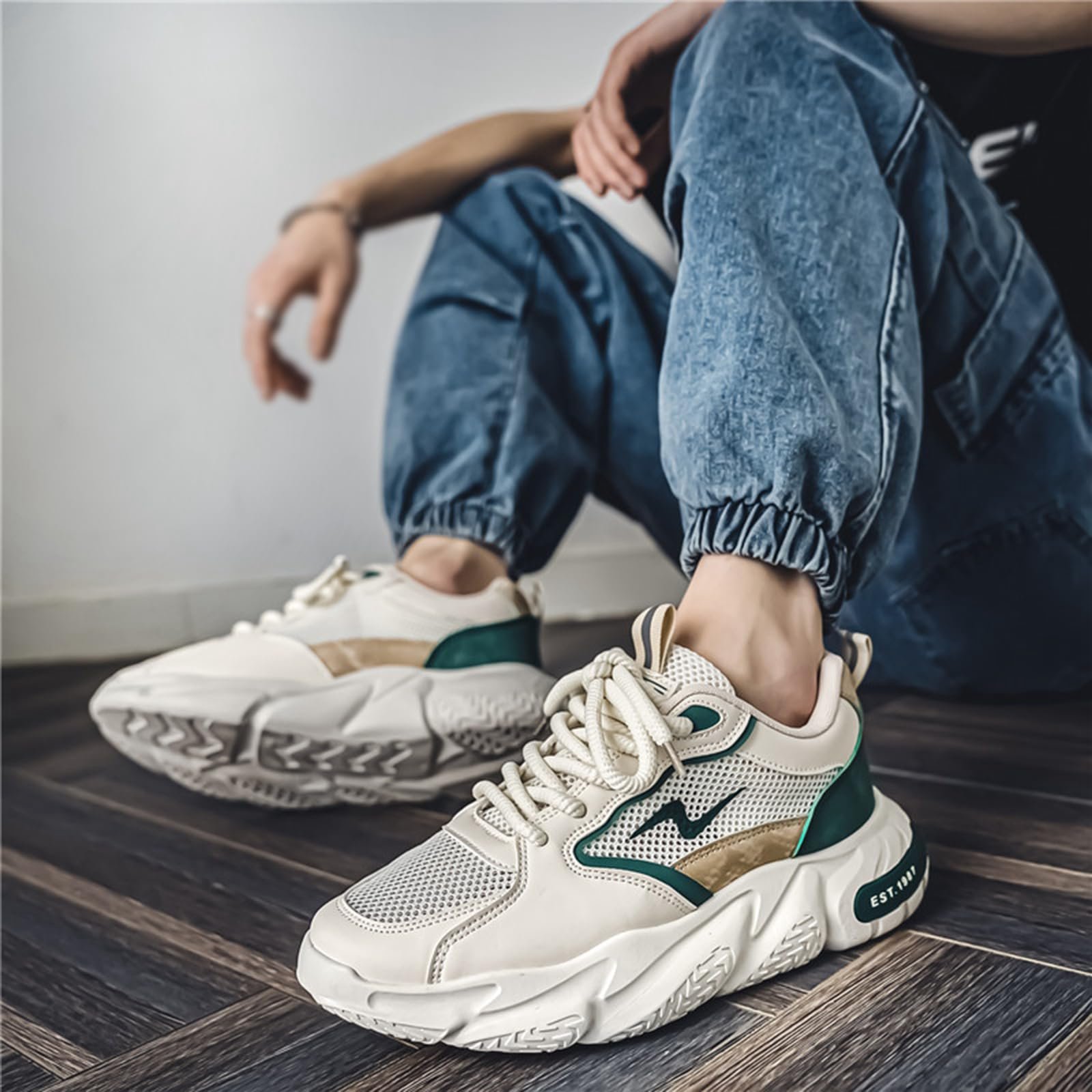 Чоловічі дихаючі спортивні кросівки CHICMARK на шнурівці для бігу та пішого туризму, фото №3