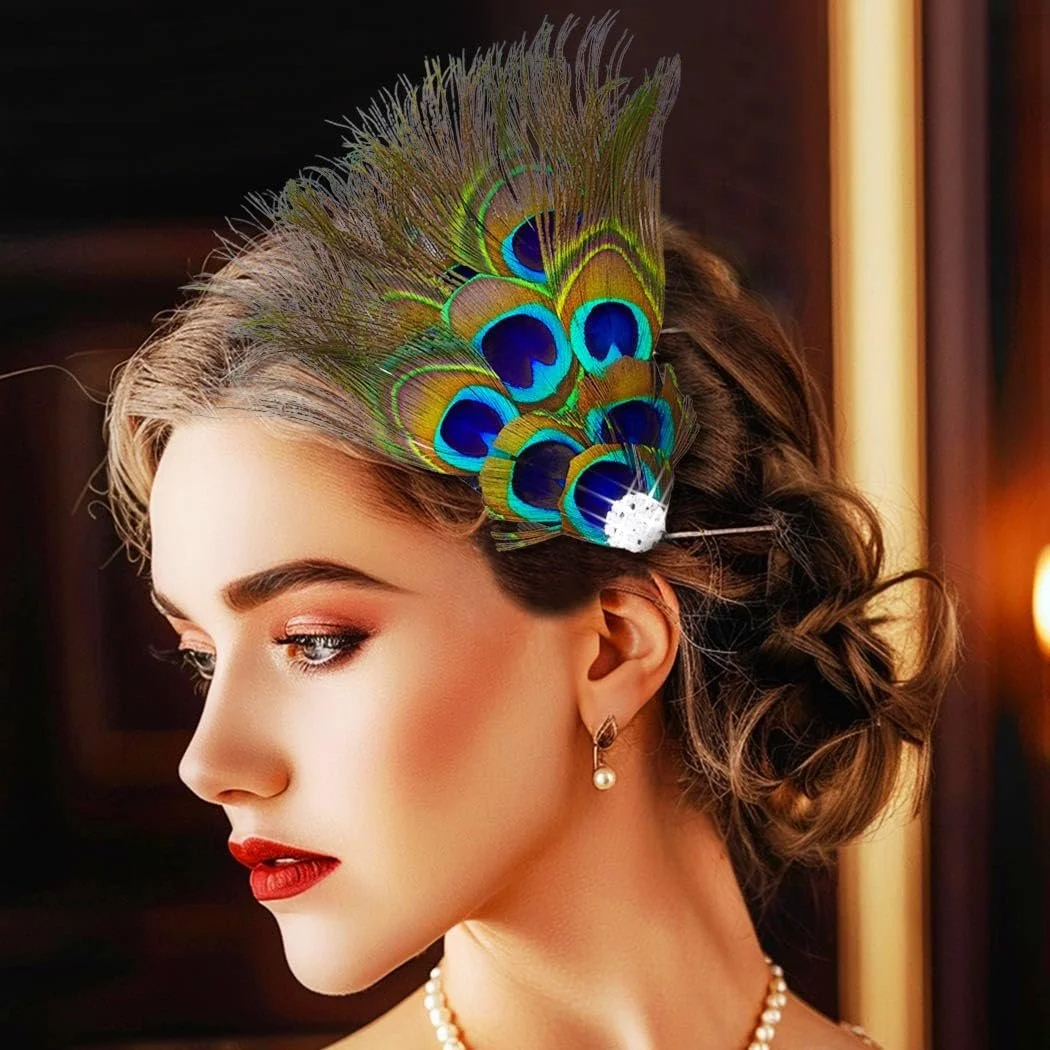 Обруч на голову з пір'ям павича Zoestar 1920-х років, фото №7 Обруч на голову з пір'ям павича Zoestar 1920-х років, фото №7